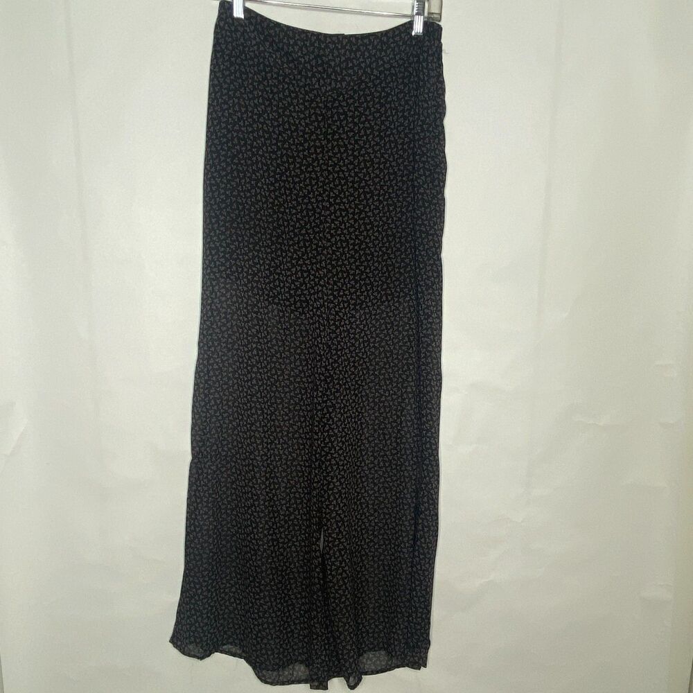 Forever 21 Midi Skirt Women Size Medium Black Multi Floral Print Ankle Lined